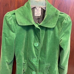 Tulle Green Button Front Collared Long Sleeve Coat Jacket Women's Size Small S